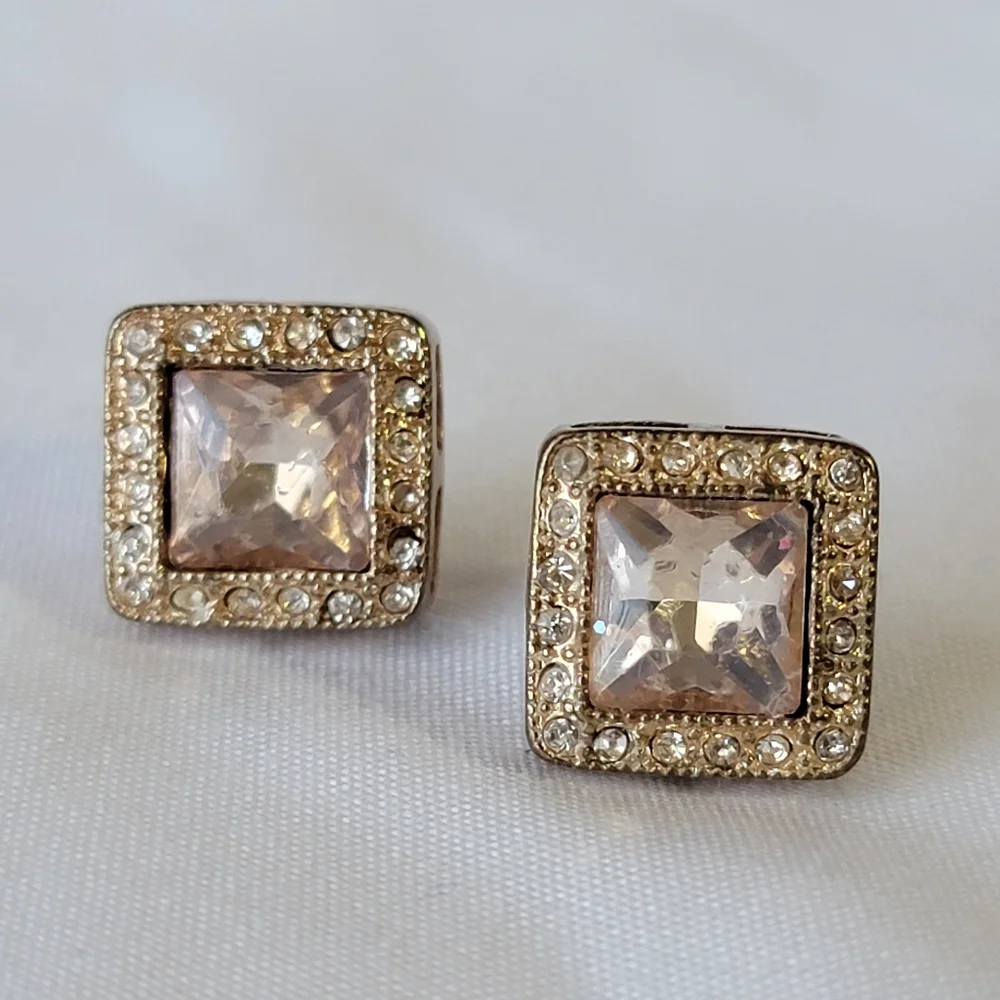 Square Stud Simulated Gemstone Earrings